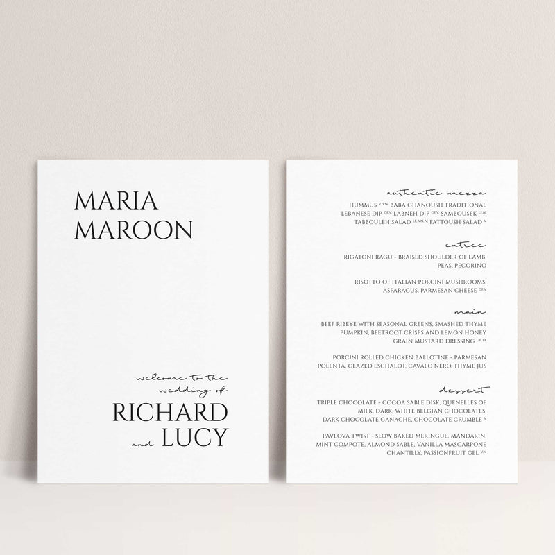 Lucy Personalised Menu