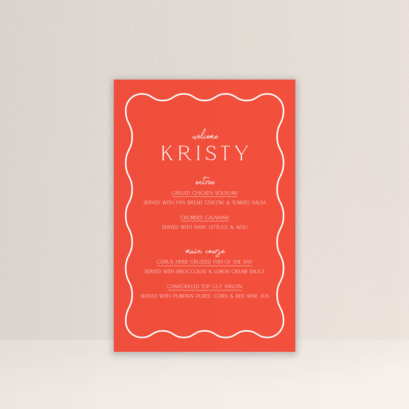 Sarah Personalised Menu