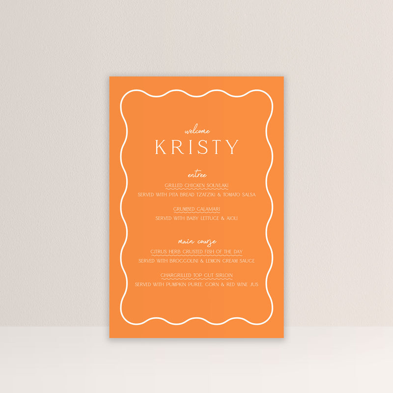 Sarah Personalised Menu