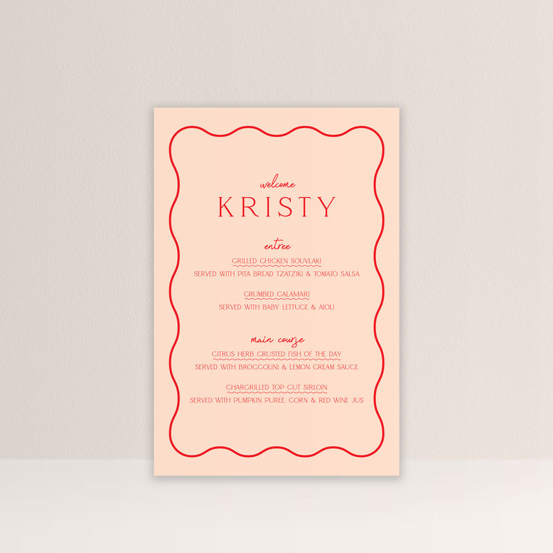 Sarah Personalised Menu