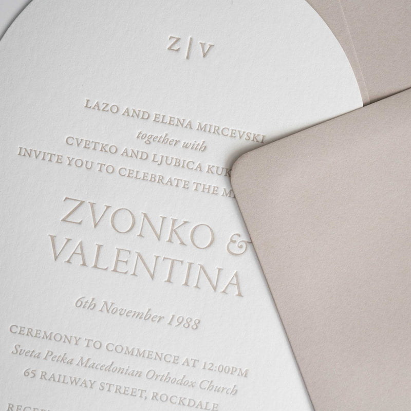 Valentina Arch Letterpress Invitation