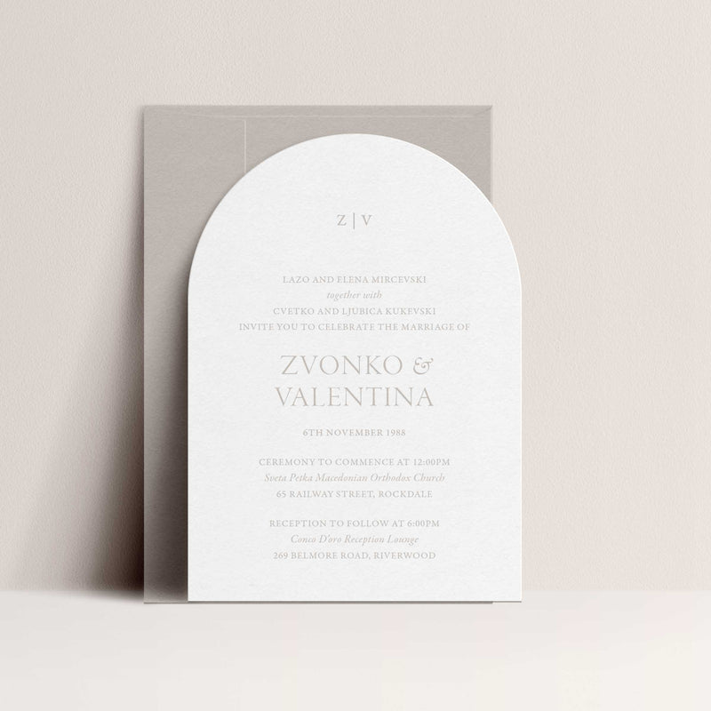 Valentina Arch Letterpress Invitation
